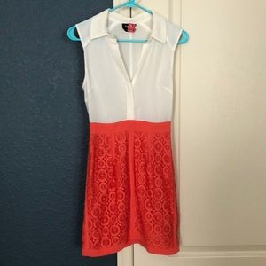 Cream and coral bebe dress